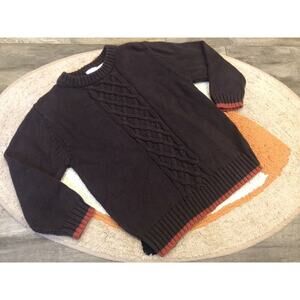 GL Knits Boys Size M (5-6) Brown Chunky Knit Dress Sweater